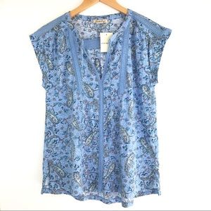 NWT Lucky Brand Blue Paisley Shirt Sz Small